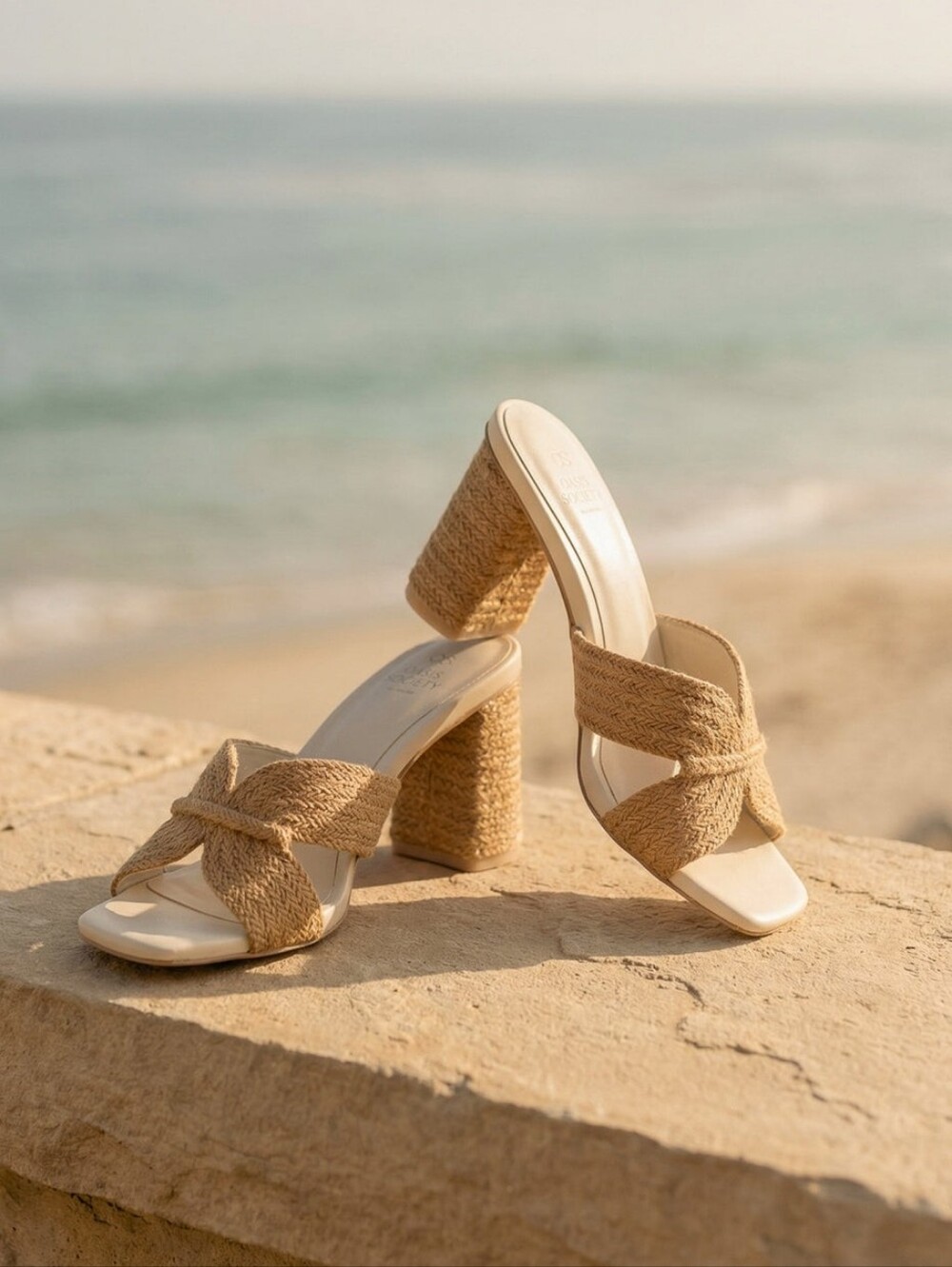 🆕️ Oasis Society The Santiago Raffia Sandal Heel Resortwear Minimalist 10